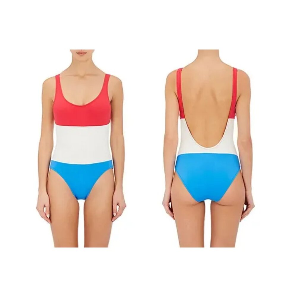 Solid and Striped Anne Marie Red White Blue Patriotic Color Bloc Swimsuit